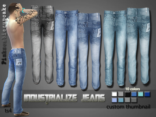Sims 4 Industrialize Jeans by Pinkzombiecupcakes at TSR