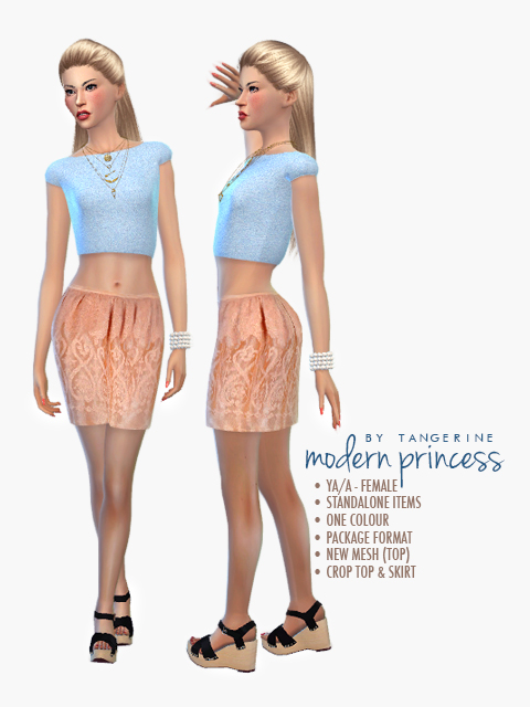 Sims 4 Modern Princess Skirt & Top by tangerine at Sims Fans