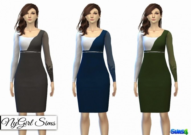 Sims 4 Sheer Sleeve Pencil Dress at NyGirl Sims