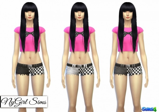 Sims 4 Checkered Split Leg Fray Shorts at NyGirl Sims