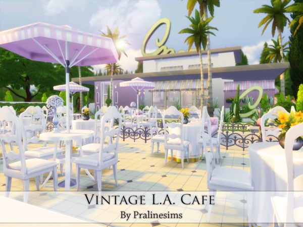 Sims 4 Vintage L.A. Cafe by Pralinesims at TSR