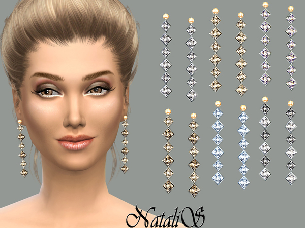 Sims 4 Gentle crystals drop earrings by NataliS at TSR