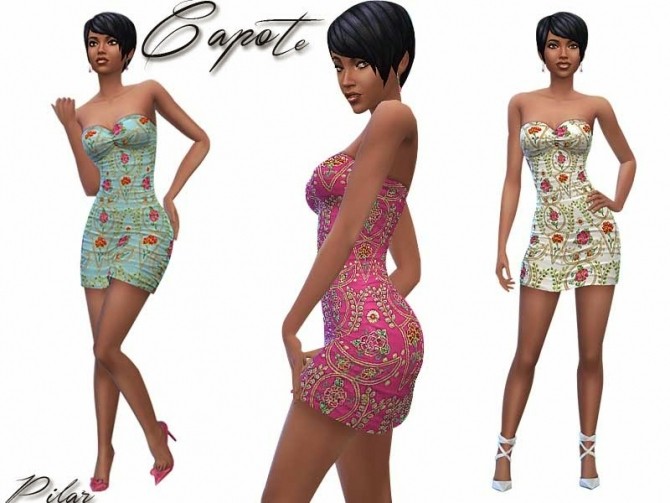 Sims 4 Capote short dress by Pilar at SimControl