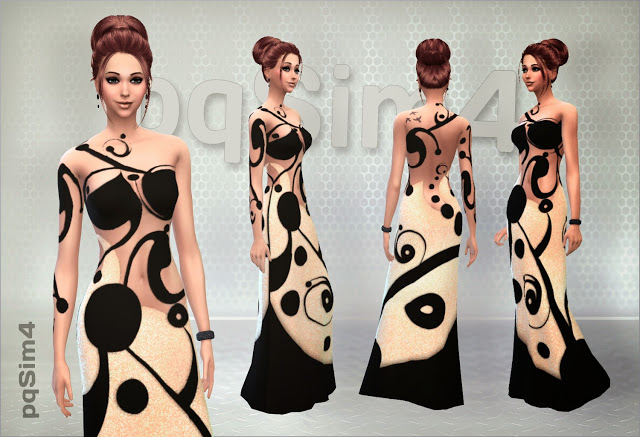 Sims 4 Abstract Chic Evening Gown at pqSims4