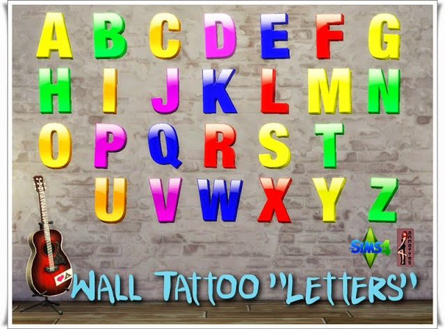 Sims 4 Letters Wall Tattoos at Annett’s Sims 4 Welt
