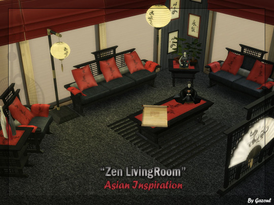 Sims 4 Zen livingroom at Gazoul