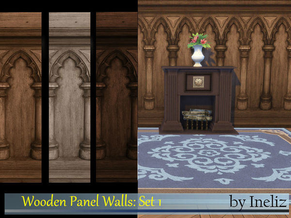 Sims 4 Wooden Panel Walls Set 1 at TSR
