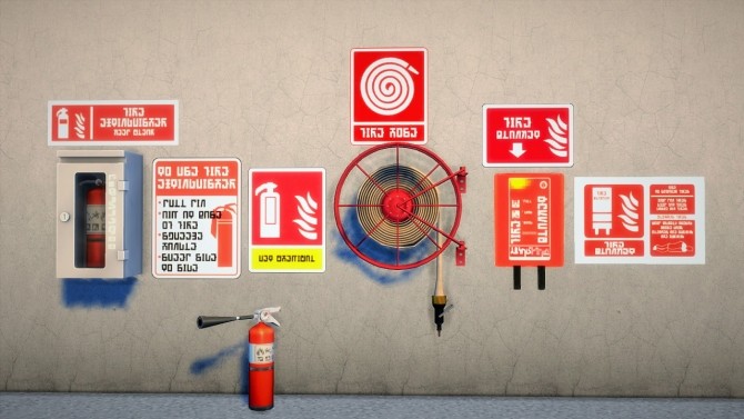 Sims 4 7 signs from the Fire Department at Budgie2budgie