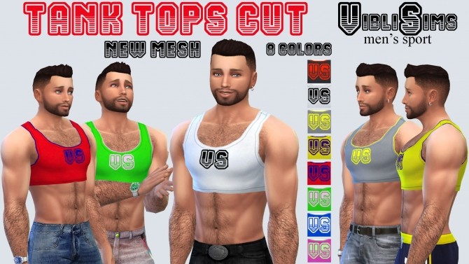 Sims 4 TANK TOPS CUT 8 colors by ciaolatino38 at Mod The Sims