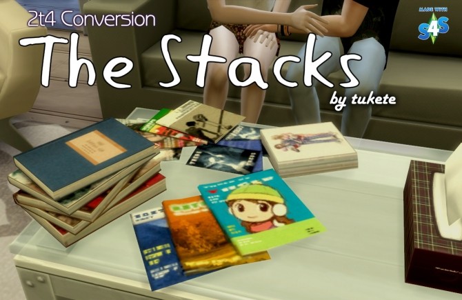 Sims 4 Stacks of books and magazines conversion at Tukete