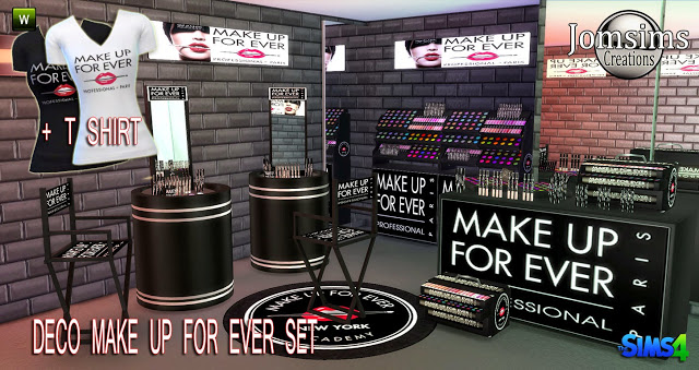 Sims 4 MAKE UP FOR EVER deco + acc + tee at Jomsims Creations