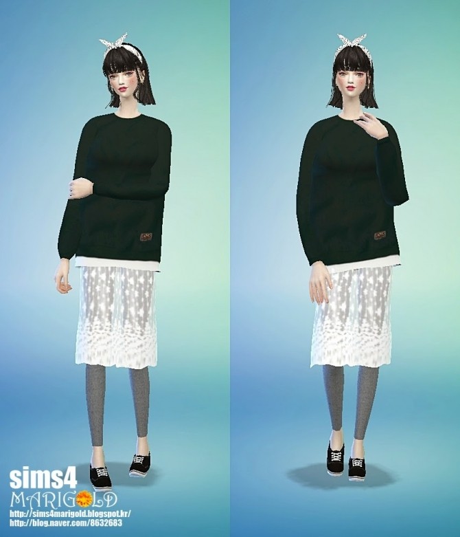 Sims 4 Lace h line skirt with leggings at Marigold