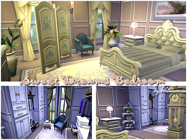 Sims 4 Sweet Dreams bedroom by Waterwomen at Akisima