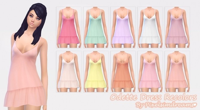 Sims 4 Odette Dress Recolors at Pixelsimdreams
