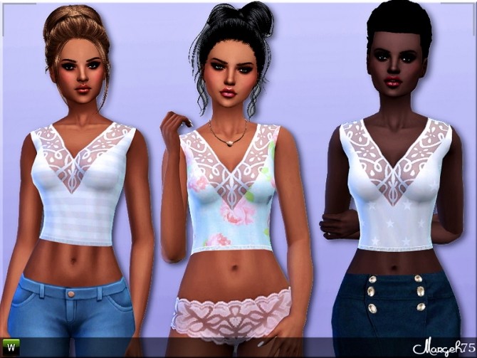 Sims 4 Camisole Lace Tops by Margie at Sims Addictions