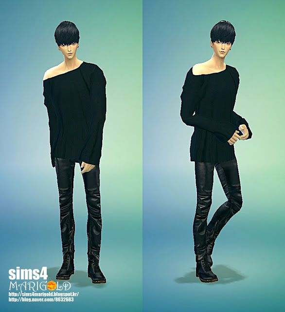 Male off shoulder loose fit Tee at Marigold » Sims 4 Updates