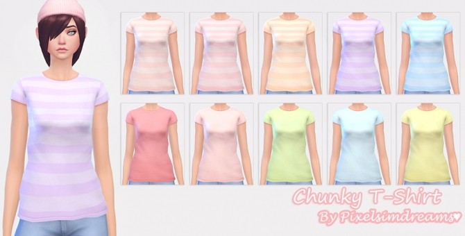 Sims 4 Chunky T Shirt Stripes & Solids at Pixelsimdreams