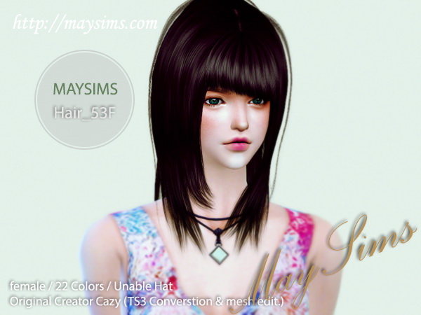 Sims 4 Hair 53F (Cazy) at May Sims