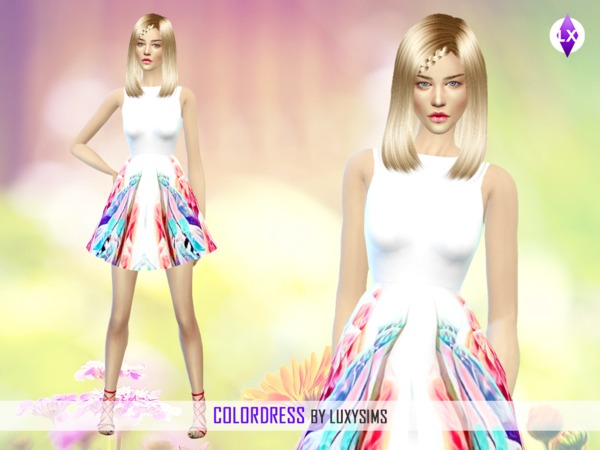 Sims 4 Color Dress by LuxySims3 at TSR