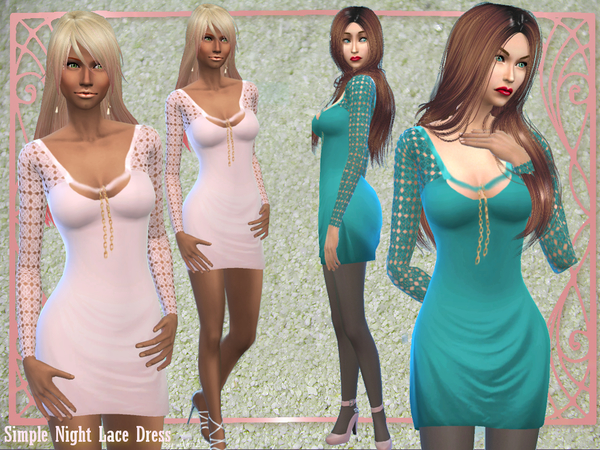 Sims 4 Simple Lace Dress by alin2 at TSR