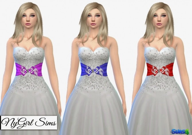 Sims 4 Diamond Encrusted Bow and Feather Formal Dress at NyGirl Sims