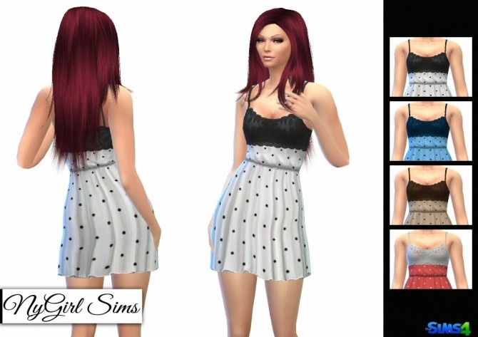Sims 4 Fitted Lace Top Polka Dot Dress at NyGirl Sims