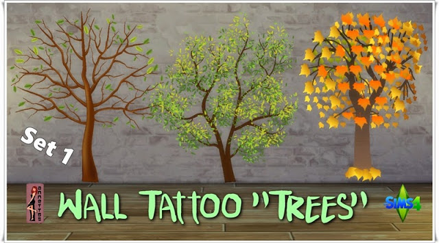 Sims 4 Wall Tattoos Trees Set 1 + 2 at Annett’s Sims 4 Welt