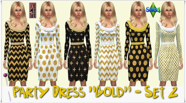 Sims 4 Party Dress Gold Set 1 + Set 2 at Annett’s Sims 4 Welt