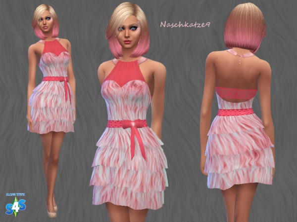 Sims 4 Pink Fell dress by naschkatze9 at TSR