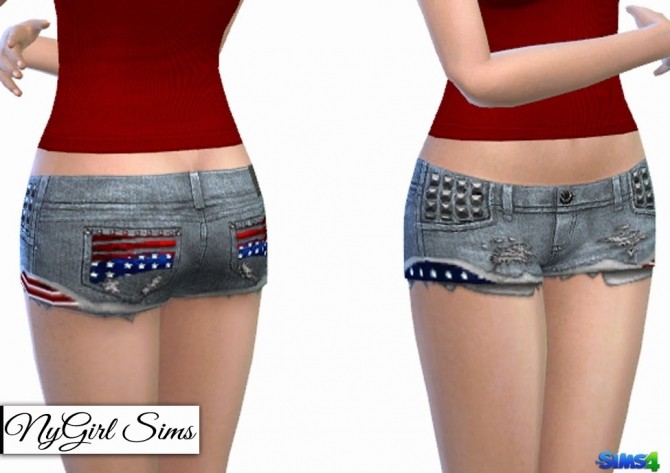 Sims 4 Stars and Stripes Denim Shorts + Racerback Tank at NyGirl Sims
