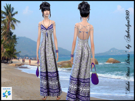 Sims 4 Boho Maxi Dress at Amberlyn Designs