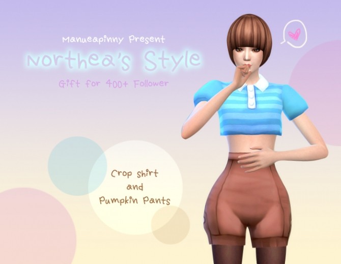Sims 4 Crop Shirt + Pumpkin Pants at manuea Pinny