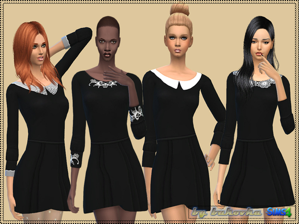 Sims 4 Dress with collar by bukovka at TSR