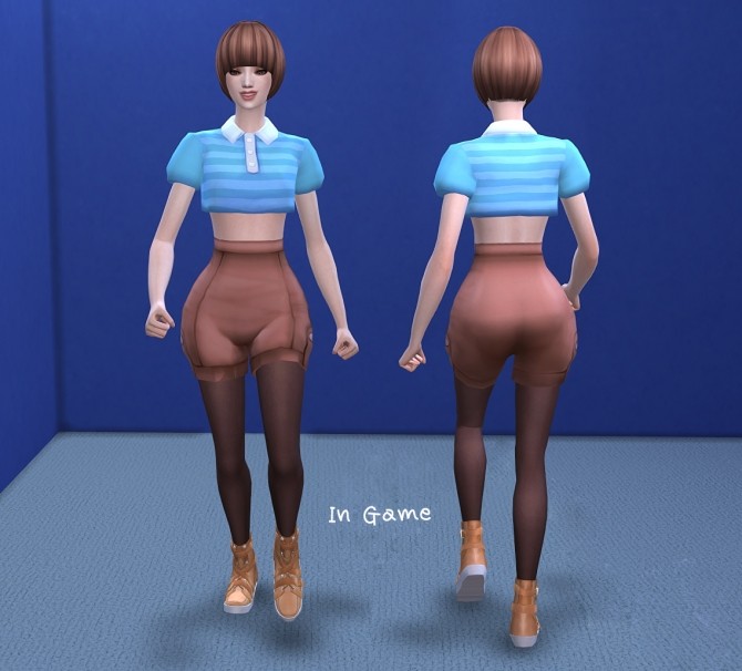Sims 4 Crop Shirt + Pumpkin Pants at manuea Pinny