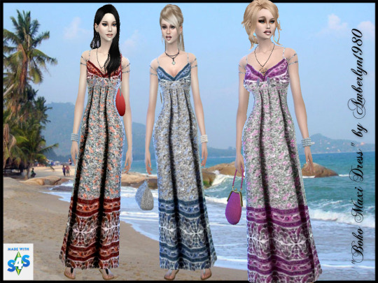 Sims 4 Boho Maxi Dress at Amberlyn Designs