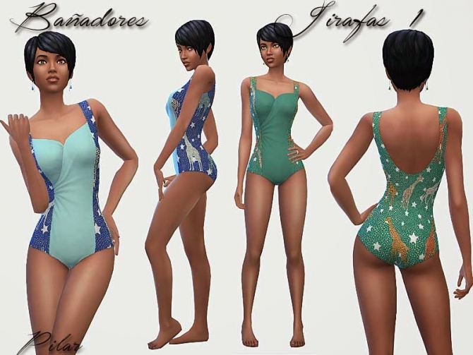 Giraffes swimsuits by Pilar at SimControl » Sims 4 Updates