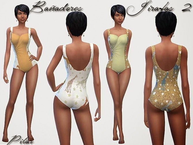 Sims 4 Giraffes swimsuits by Pilar at SimControl