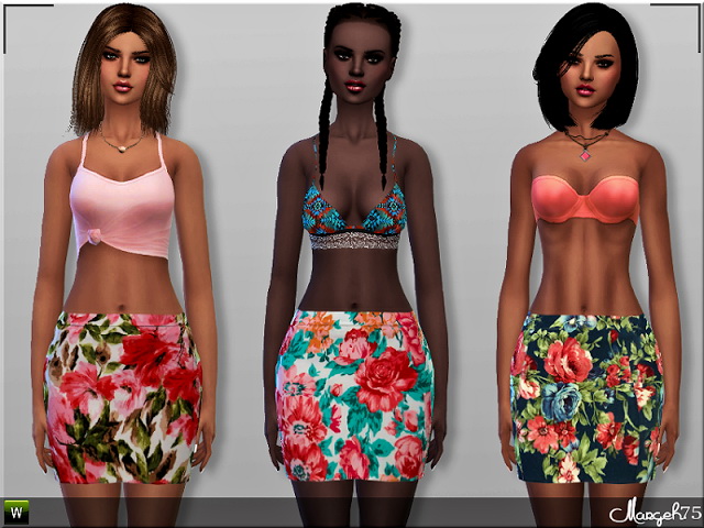 Sims 4 Floral Bodycon Skirts by Margie at Sims Addictions
