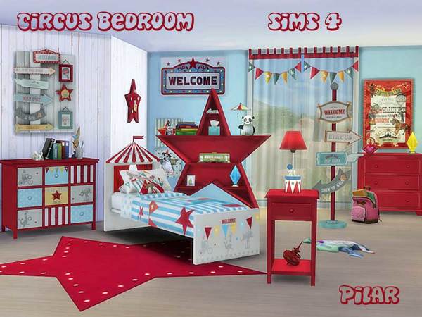 Sims 4 Circus Bedroom by Pilar at TSR