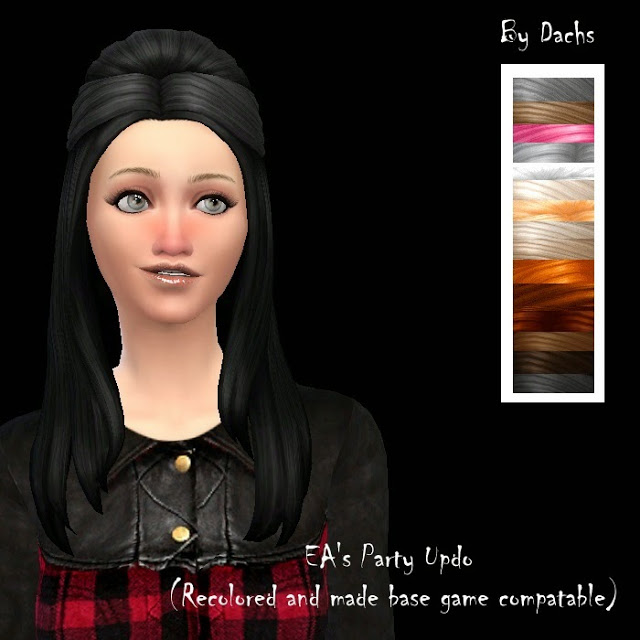 Sims 4 EA Party Updo hair retexture at Dachs Sims