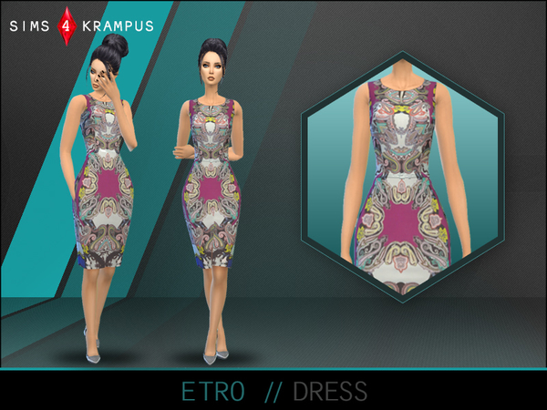 Sims 4 Etro Dress by SIms4Krampus at TSR