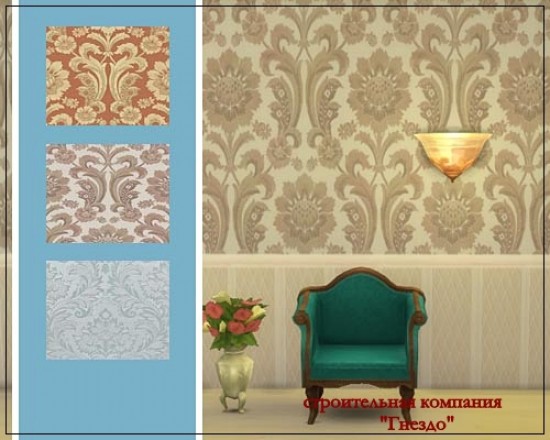 Sims 4 Classic Damascus Wallpaper at Sims by Mulena