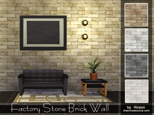 Sims 4 Factory Stone Brick Wall by Rirann at TSR