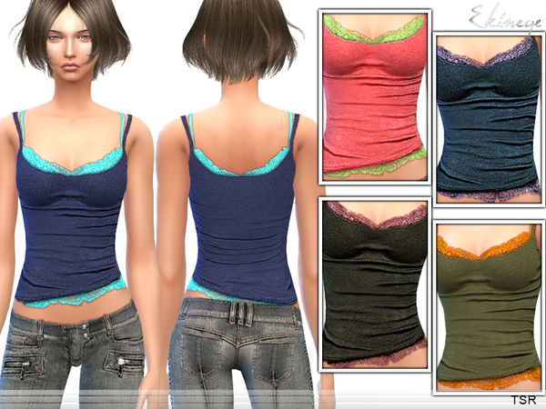 Sims 4 Double Layer Top by Ekinege at TSR