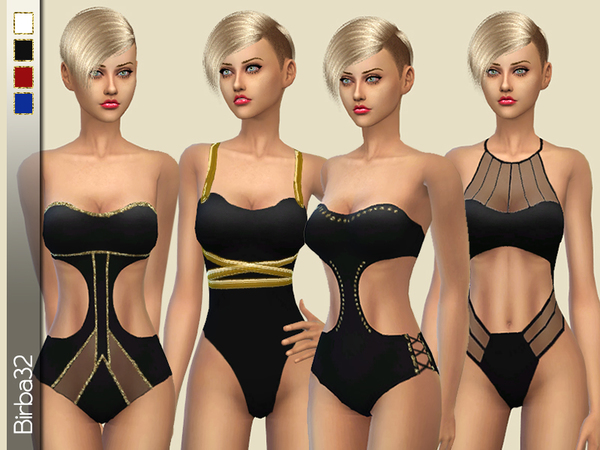 Sims 4 Elegance Swimsuit set in white by Birba32 at TSR