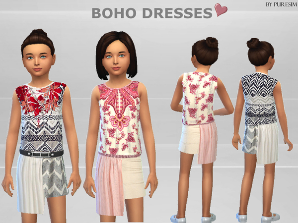 Sims 4 Boho Dresses by Puresim at TSR