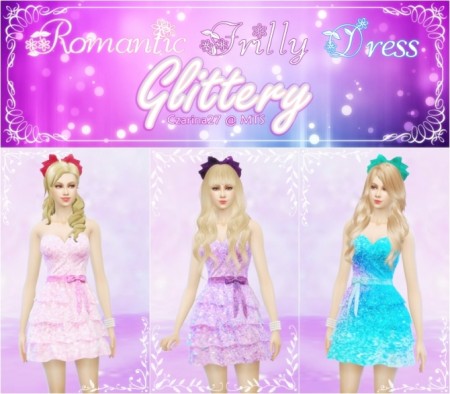 Romantic Frilly Dress Glittery by Czarina27 at Mod The Sims
