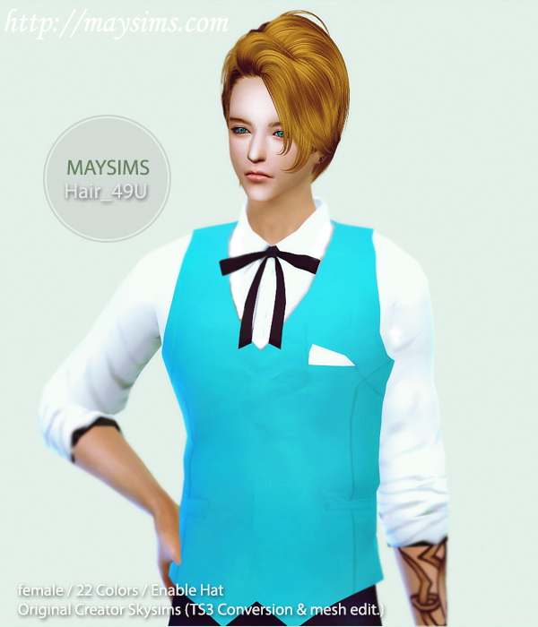 Sims 4 ELA Asked Hair 02M modified (Skysims) at May Sims