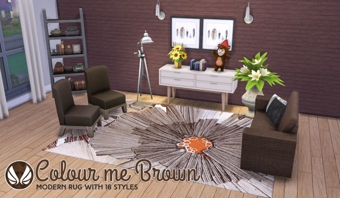 Sims 4 Colour Me Brown Modern Rugs at Simsational Designs