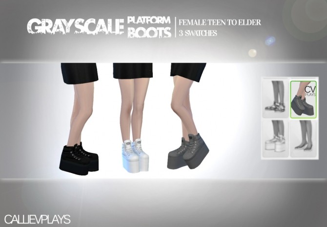 Sims 4 Grayscale platform boots at CallieV Plays